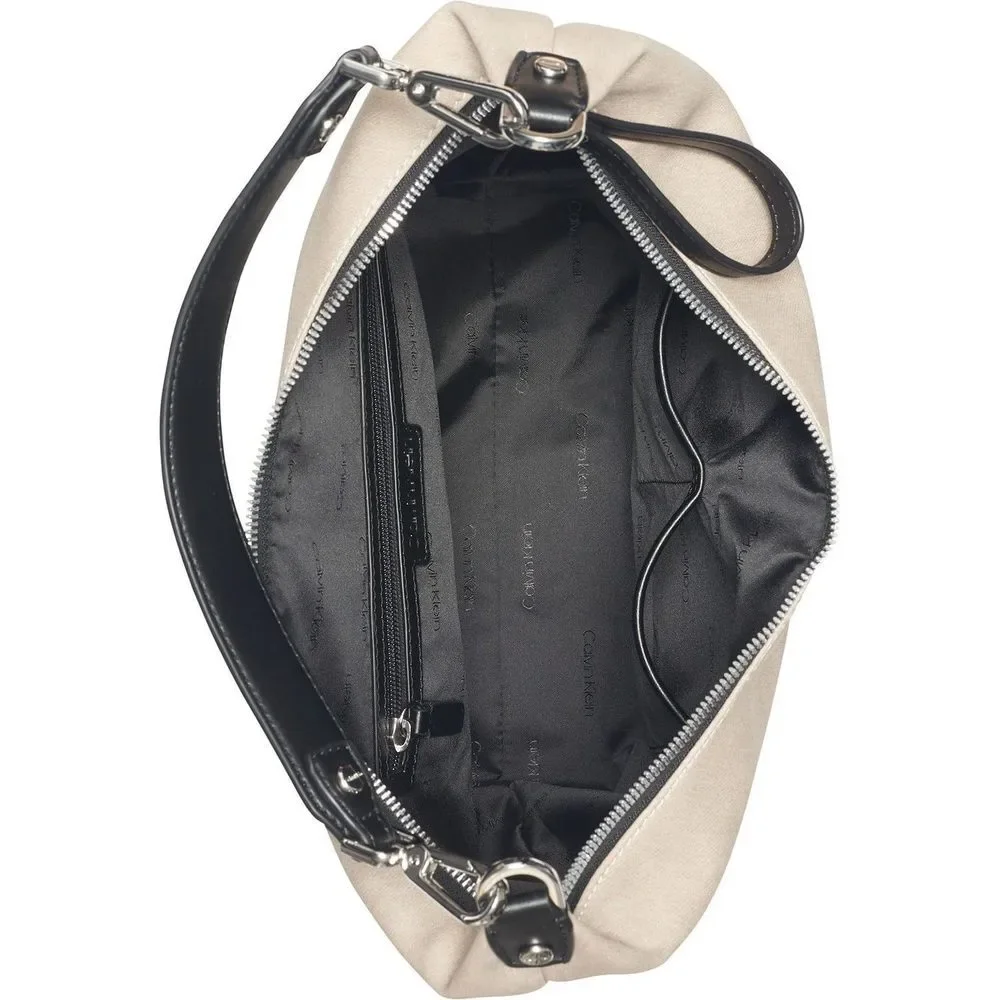 Calvin Klein Women's Elaine Hobo Large Shoulder Bag Grey Combo/Silver Small Size